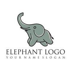 Elephant outline logo, simple vector illustration of the elephant. Elegant one line lucky elephant for children ur business usage. Outlined baby elephant, wildlife or zoo.