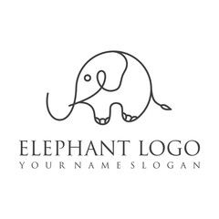 Obraz premium Elephant outline logo, simple vector illustration of the elephant. Elegant one line lucky elephant for children ur business usage. Outlined baby elephant, wildlife or zoo.