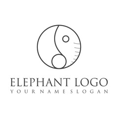 Elephant outline logo, simple vector illustration of the elephant. Elegant one line lucky elephant for children ur business usage. Outlined baby elephant, wildlife or zoo.
