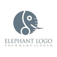 Elephant outline logo, simple vector illustration of the elephant. Elegant one line lucky elephant for children ur business usage. Outlined baby elephant, wildlife or zoo.