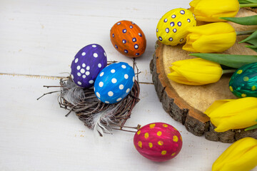 Easter background, Easter 2021. Easter eggs. Happy Easter card. Multi-colored Easter eggs. Easter....
