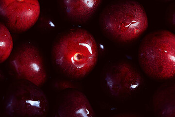 juicy ripe dark sweet cherries macro photography