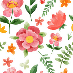Spring floral seamless pattern. Hand drawn vector