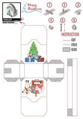 Obraz premium christmas box template. cow near the tree. picture