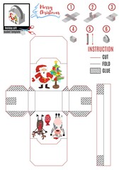 gift template. Santa and animals near. new picture