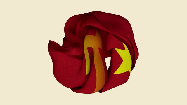 Crumpled Fabric Flag of China and Iene Intro. china banner, oriental asia flags, Iene coin currency. Celebration. Flag Day. Patriots. Realistic Animation 4K. Surface Texture. Background Fabric.