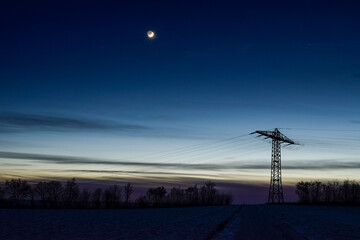 power station at sunset