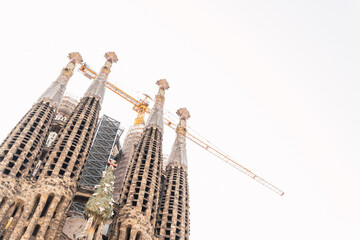 Fototapeta premium Basilica of the Sagrada Familia in Barcelona, Spain. Tourism in Spain. Barcelona architecture.