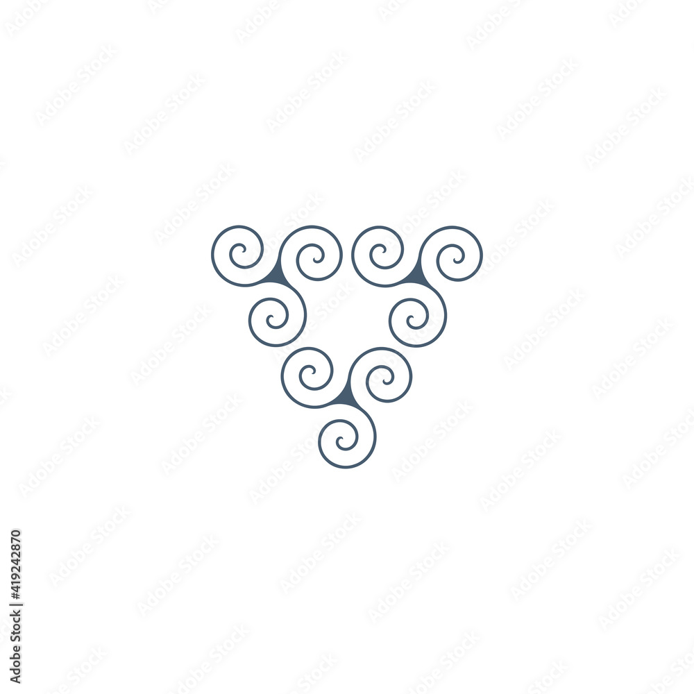 Aufkleber geometric triangle unity abstract logo design in spiral style. technology business identity concept.