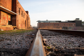 old abandoned railway in the city
