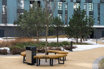 Courtyard of an apartment building. the courtyard of a residential building.