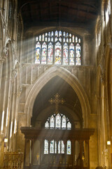 Lightbeams through the Cathedral Sanctuary