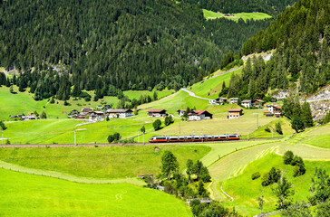 Regional train at the Brenner Pass in the Austrian Alps