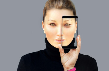 Lower eyelid blepharoplasty.Upper  blepharoplasty.Before and after cosmetic procedures