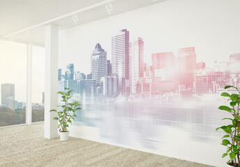 Mural Wall on a Office Hall Mockup