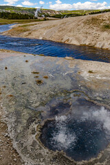 Boiling water bubbler Geyser. Active geyser with major eruptions. Yellowstone NP, Wyoming, US