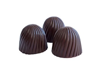 Chocolate candies on a white background.