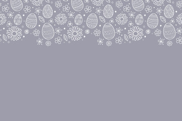 Easter background with eggs and flowers. Vector