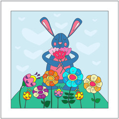 easter bunny with flowers