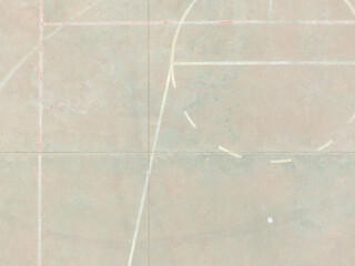 aerial drone view of the lines painted on the floor of a sports center