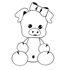 baby pig with a bow on his head