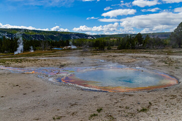 Boiling water bubbler Geyser. Active geyser with major eruptions. Yellowstone NP, Wyoming, US