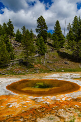 Boiling water bubbler Geyser. Active geyser with major eruptions. Yellowstone NP, Wyoming, US