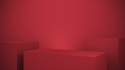Obraz premium 3d rendering. red podium with cubes.