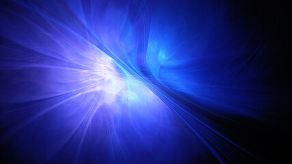 Abstract background, smooth multicolored lines on a black background.