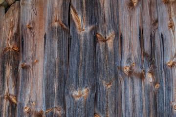 Brown plank wall. Background. .Clout nail