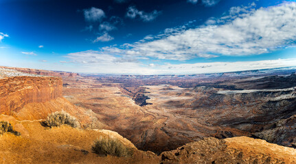 Panoramic view over the picturesque landscape of the Canyonlands National Park, Utah