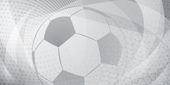 Football or soccer background with big ball in gray colors