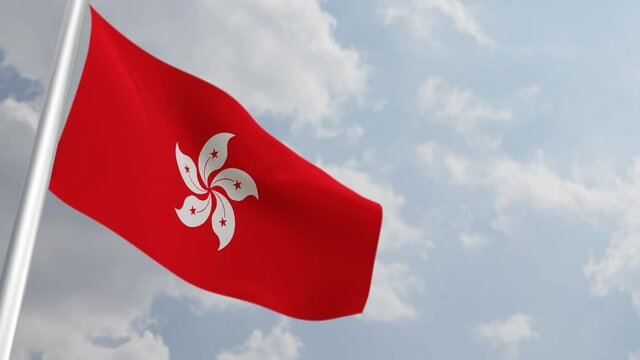 Hongkong Flag with 3D Rendering Big Closeup. 4K