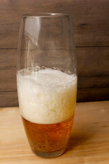 beer in a glass glass on the table