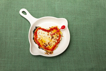 scrambled eggs in a frying pan