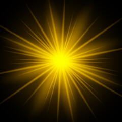 Obraz premium yellow glow. light effect. light on a black background. the sun. yellow rays.