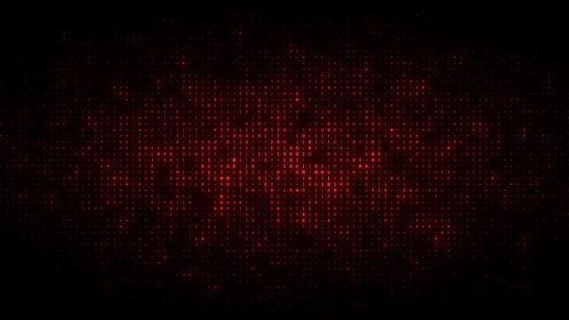Dynamic animation of flashing binary digits particles pattern. Seamless loop background