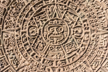Ceramic tiles in the form of traditional Mayan designs. Calendar and predictions