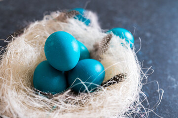 Easter background in blue color.