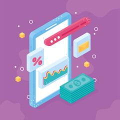 smartphone money isometric