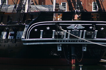 Stern of the USS Constitution, Old Ironsides, in Boston Harbor as Viewed From the Boston Bay