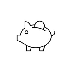 piggy bank icon  in flat black line style, isolated on white background 