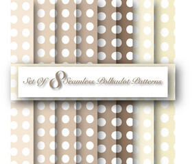 Set of 8 Seamless Brown Polkadot Patterns