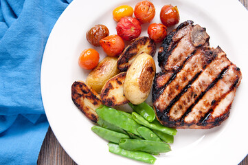 bbq pork chop with vegetables