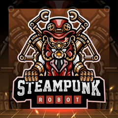 Fototapeta na wymiar Steampunk robot mascot. esport logo design