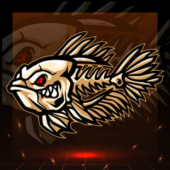 Betta fish skeleton mascot. esport logo design