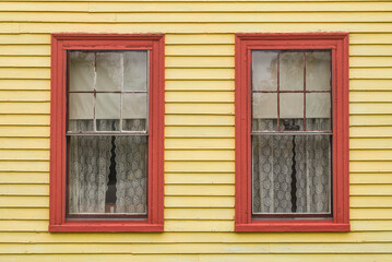Fototapeta na wymiar USA, Maine, Eastport. Yellow house detail.