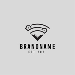 wifi icon with book icon logo design illustration