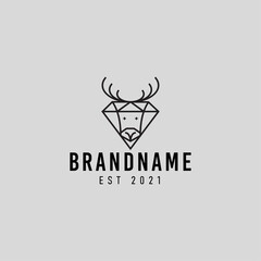 diamond icon with head of deer icon logo design illustration