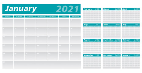 monthly organization calendar template for 2021. .